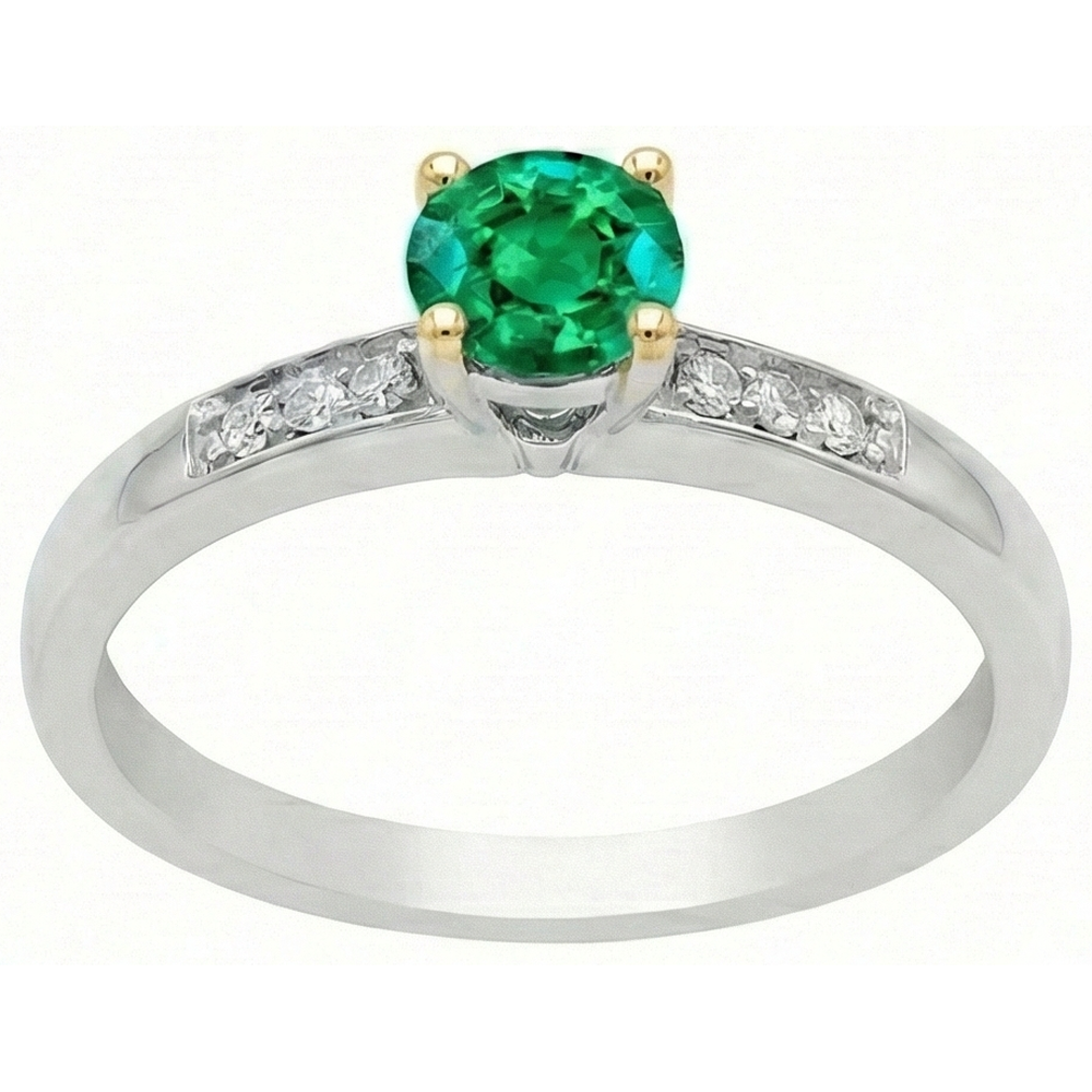 Smeraldo Anello Pietra Colorata 1,50 carati Oro Bicolore 14K – vista frontale