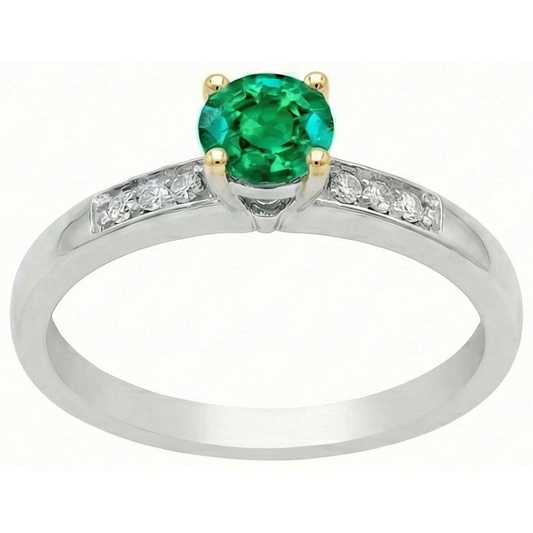 Smeraldo Anello Pietra Colorata 1,50 carati Oro Bicolore 14K – vista frontale