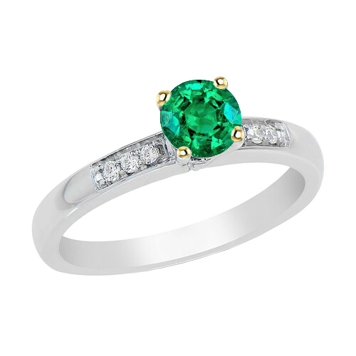 Anello Pietra Colorata Oro Bicolore 14K con Smeraldo – vista principale