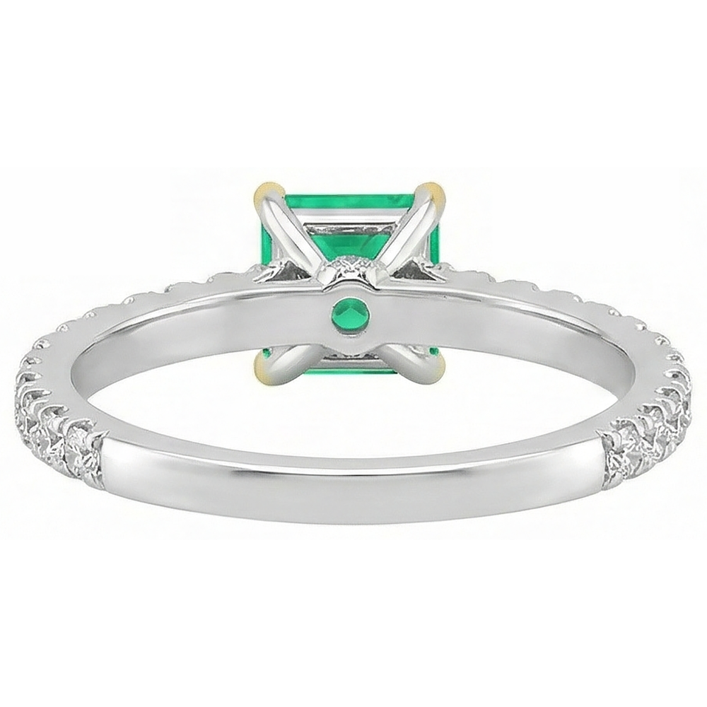 Anello con Gemma Oro Due Toni 14K con Smeraldo Colombiano – vista posteriore