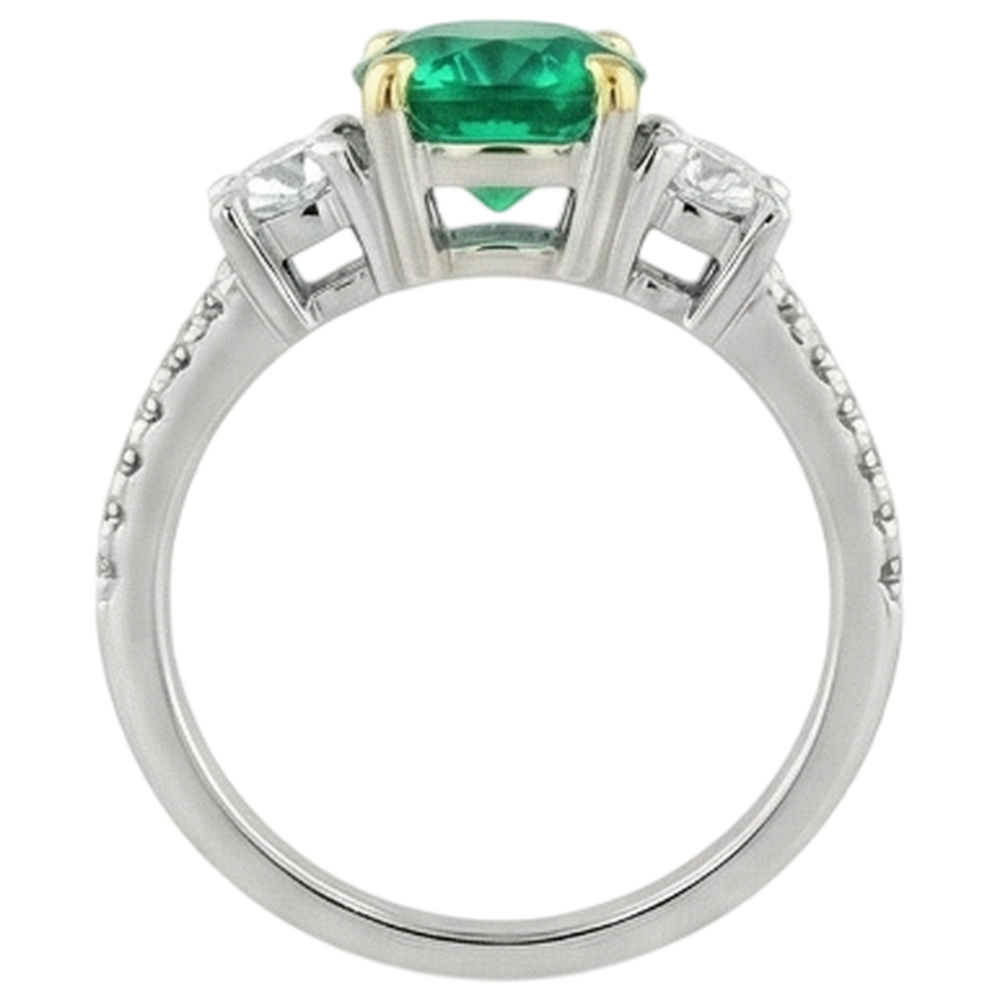 Smeraldo Fine Anello con Pietra Preziosa 2 carati Oro Bicolore 14K – vista dall'alto