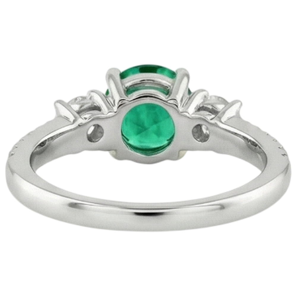Smeraldo Fine Anello con Pietra Preziosa 2-carati Oro Bicolore 14K – vista posteriore