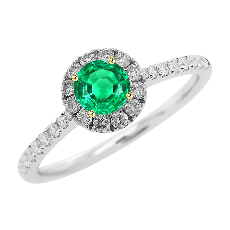 Smeraldo Fine Anello con Pietra Preziosa 1 carati Oro Bicolore 14K – vista principale
