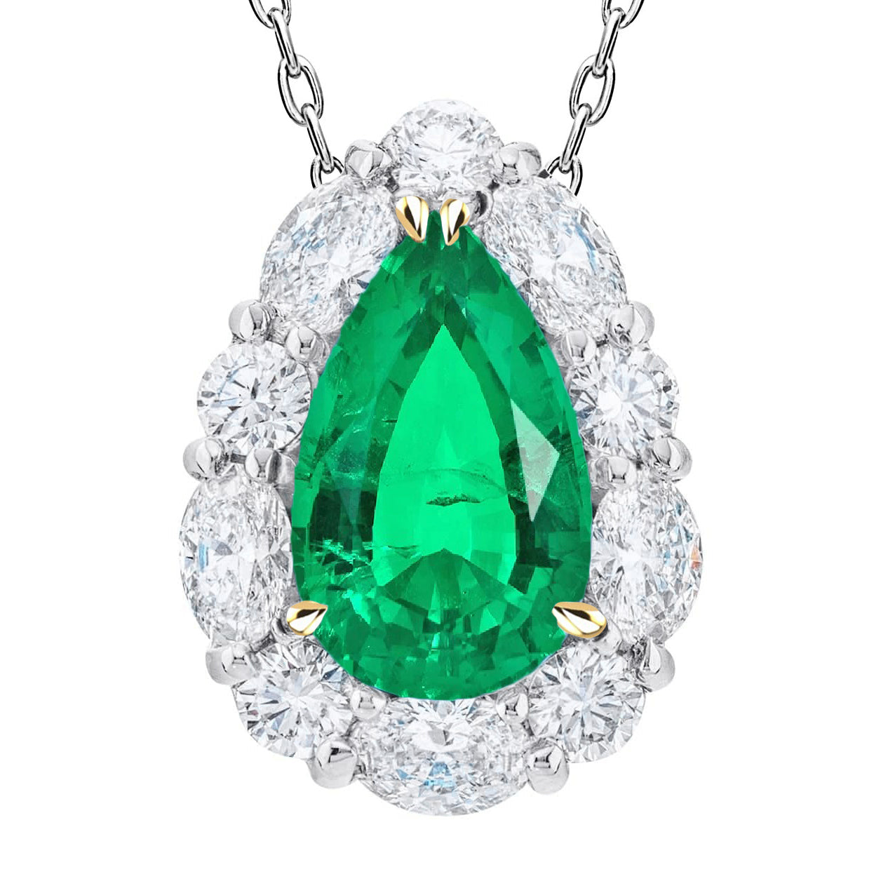 Smeraldo Fine Pendente con Gemma 6-carati Oro Bicolore 14K – vista principale