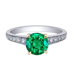 Brillante Anello con Pietra Preziosa con Smeraldo Colombiano