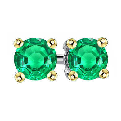 Smeraldo Colombiano Gemstone Earring 2-carati Oro 14 Carati Bicolore – vista principale