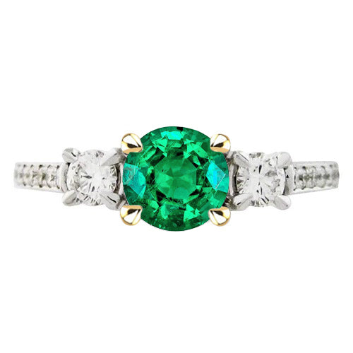 Smeraldo Fine Anello con Pietra Preziosa 2-carati Oro Bicolore 14K – vista principale