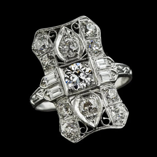 Come I Gioielli La Belle Epoque Anello Baguette Con Vero Diamanti A Taglio Antico Con Diamanti Rotondi