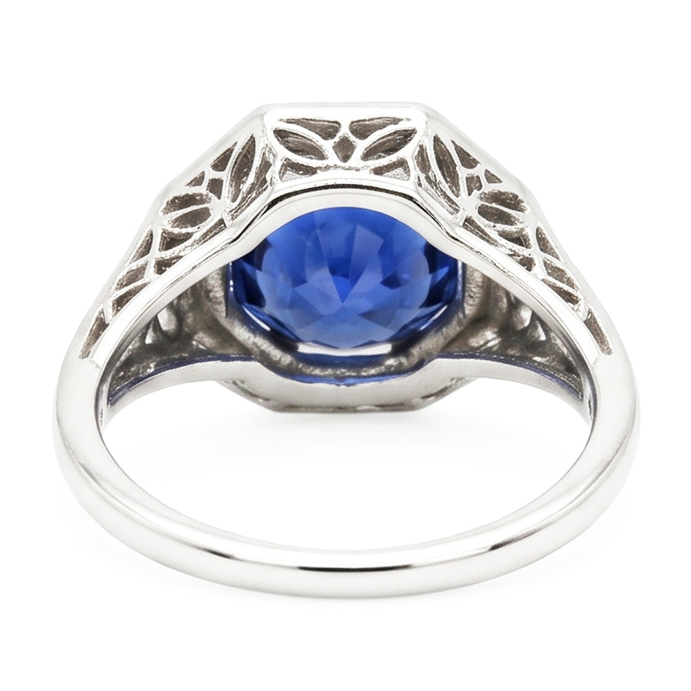 Come i gioielli edoardiani Anello stile vintage Solitario Pietra preziosa Zaffiro blu