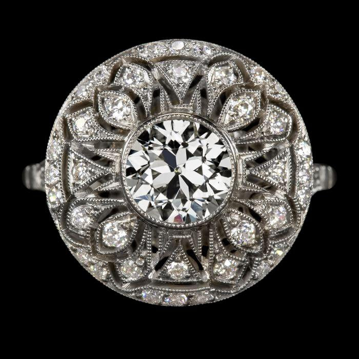 Come I Gioielli Edoardiani Halo Ring Round Old Miner Naturale Diamond Bezel Set