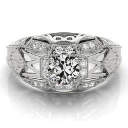 Come L'Anello In Stile Vintage Edoardiano Halo Old Miner Naturale Diamond Filigree 3 Carati