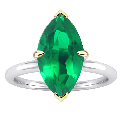 Smeraldo Colombiano Anello Pietra Colorata 3 carati Oro Due Toni 14K – vista principale