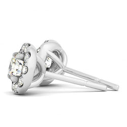 Coppia Di Orecchini Halo In Oro Bianco Con Naturale Diamanti Rotondi Da 2.00 Carati
