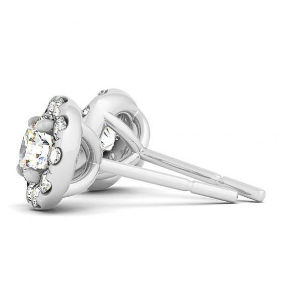 Coppia Di Orecchini Halo In Oro Bianco Con Naturale Diamanti Rotondi Da 2.00 Carati