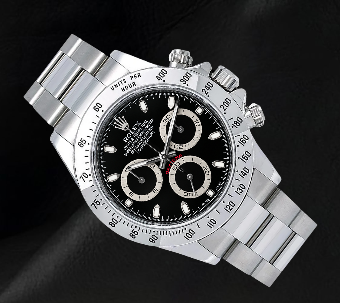 Orologio Rolex Cosmograph Daytona 116520 40 mm in Acciaio Inossidabile con Quadrante Nero