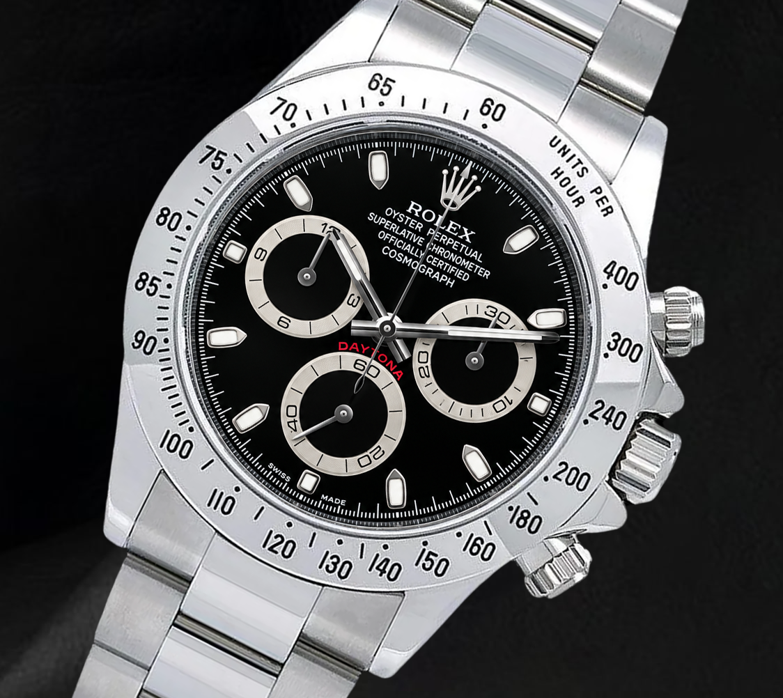 Orologio Rolex Cosmograph Daytona 116520 40 mm in Acciaio Inossidabile con Quadrante Nero
