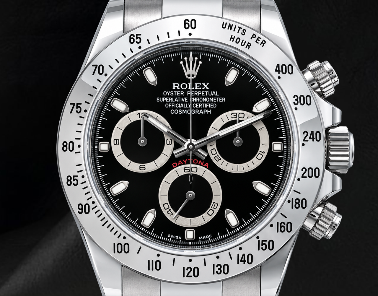 Orologio Rolex Cosmograph Daytona 116520 40 mm in Acciaio Inossidabile con Quadrante Nero