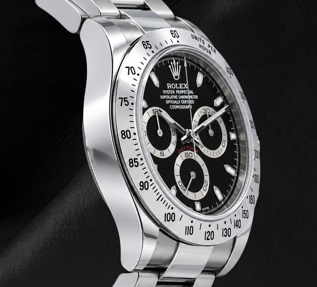 Orologio Rolex Cosmograph Daytona 116520 40 mm in Acciaio Inossidabile con Quadrante Nero