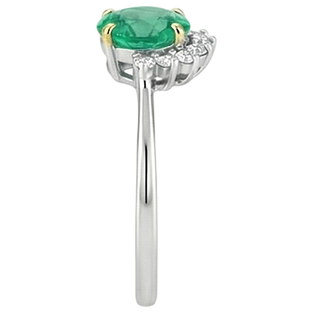 Smeraldo Taglio Rotondo Anello con Gemma in Oro Due Toni 14K – vista profilo