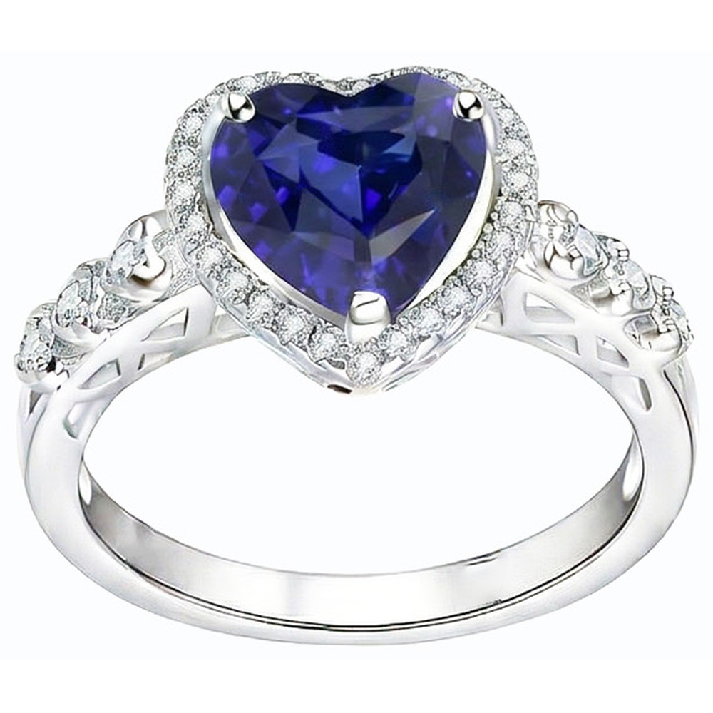 Cuore Taglio Zaffiro Anello Di Fidanzamento