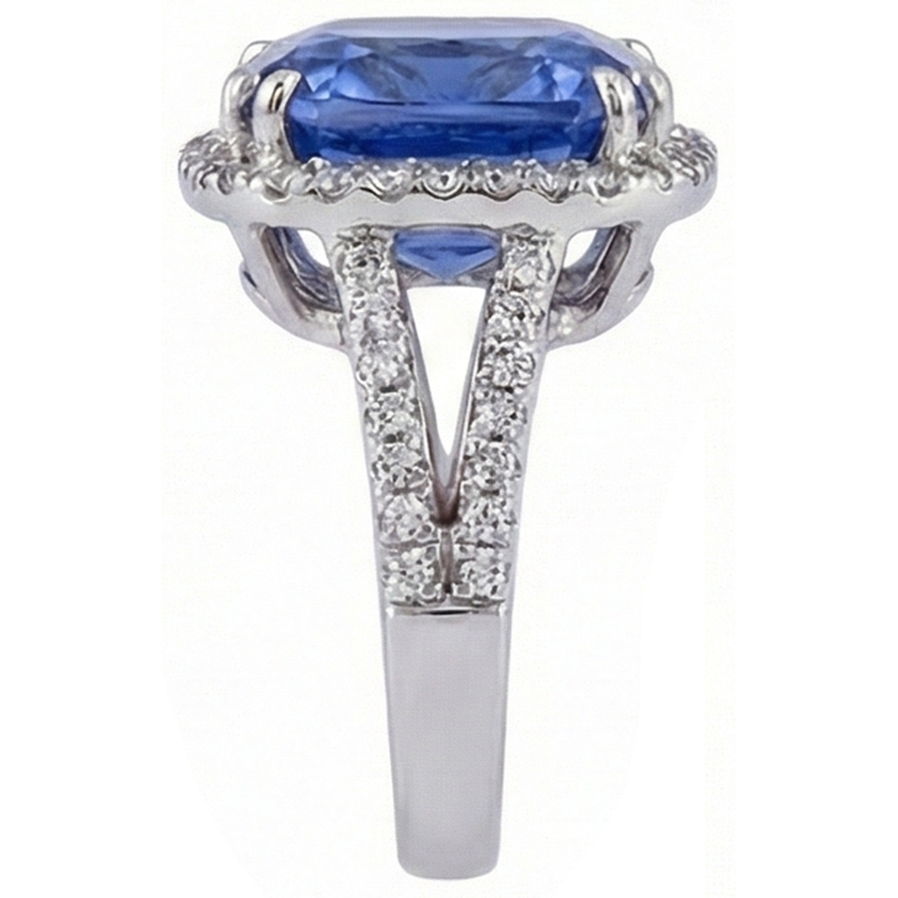 vero round tanzanite 6carati anello vista di profilo