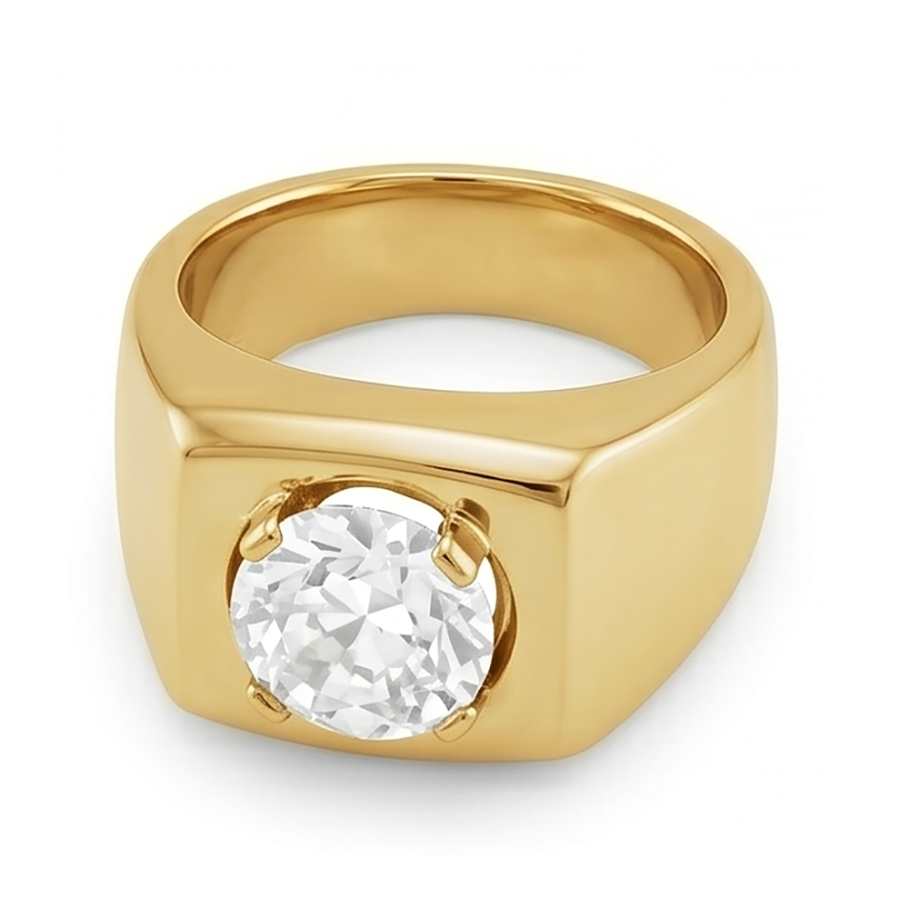 Cuscino Antico Anello da Uomo – Diamante 2 carati 10K Yellow Gold