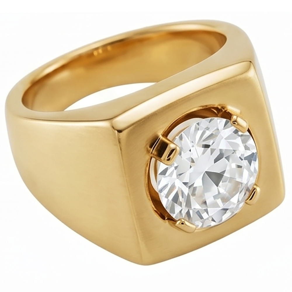 Cuscino Antico Anello da Uomo – Diamante 2 carati 10K Yellow Gold