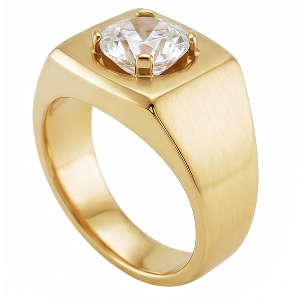 Cuscino Antico Anello da Uomo – Diamante 2 carati 10K Yellow Gold