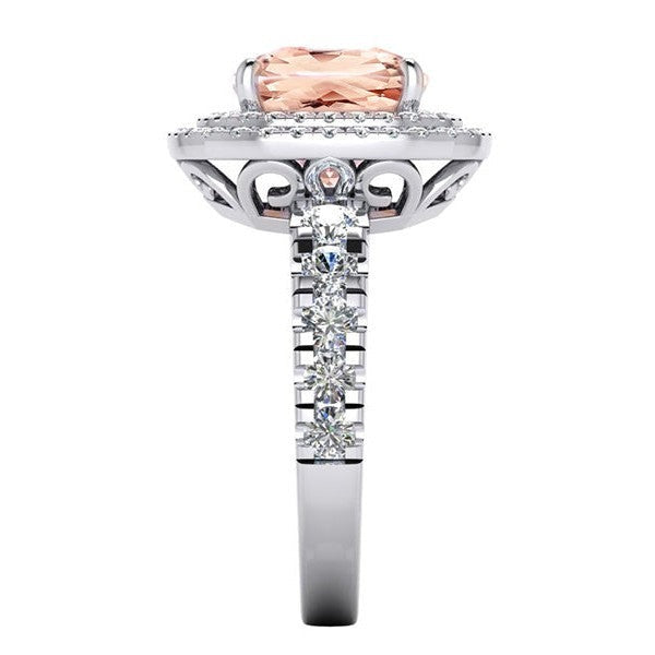 Cuscino Morganite Anello Con Diamante