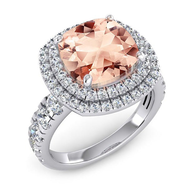 Cuscino Morganite Anello Con Diamante