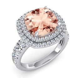 Cuscino Morganite Anello Con Diamante