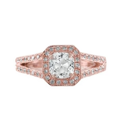 Cuscino Old Miner Vero Diamond Halo Ring Gambo Diviso 3.75 Carati Milgrain