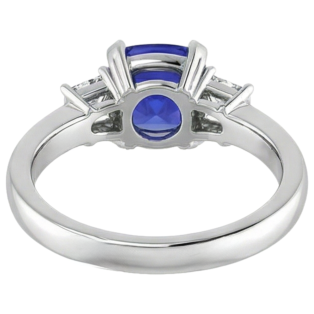 Cuscino Scintillante Terra Estratta Naturale Tanzanite 4,01 Carati e Anello Anniversario Con Diamante Naturale Autentico ( non creato in laboratorio )