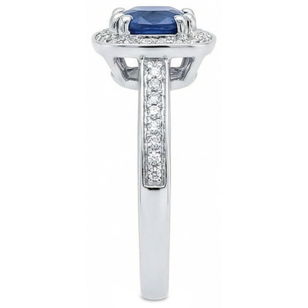 Cuscino Sri Lanka Anello con zaffiro blu e diamante in oro massiccio 1,70 ct