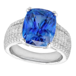 Cuscino Taglio Zaffiro Anello
