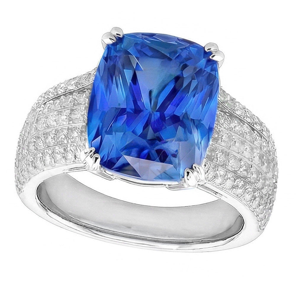 Cuscino Taglio Zaffiro Anello