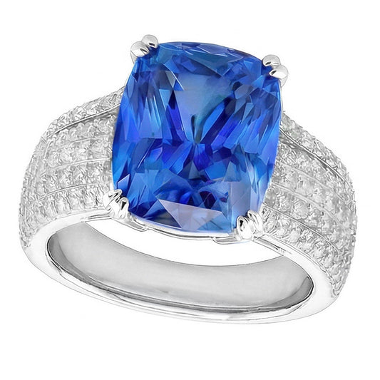 Cuscino Taglio Zaffiro Anello