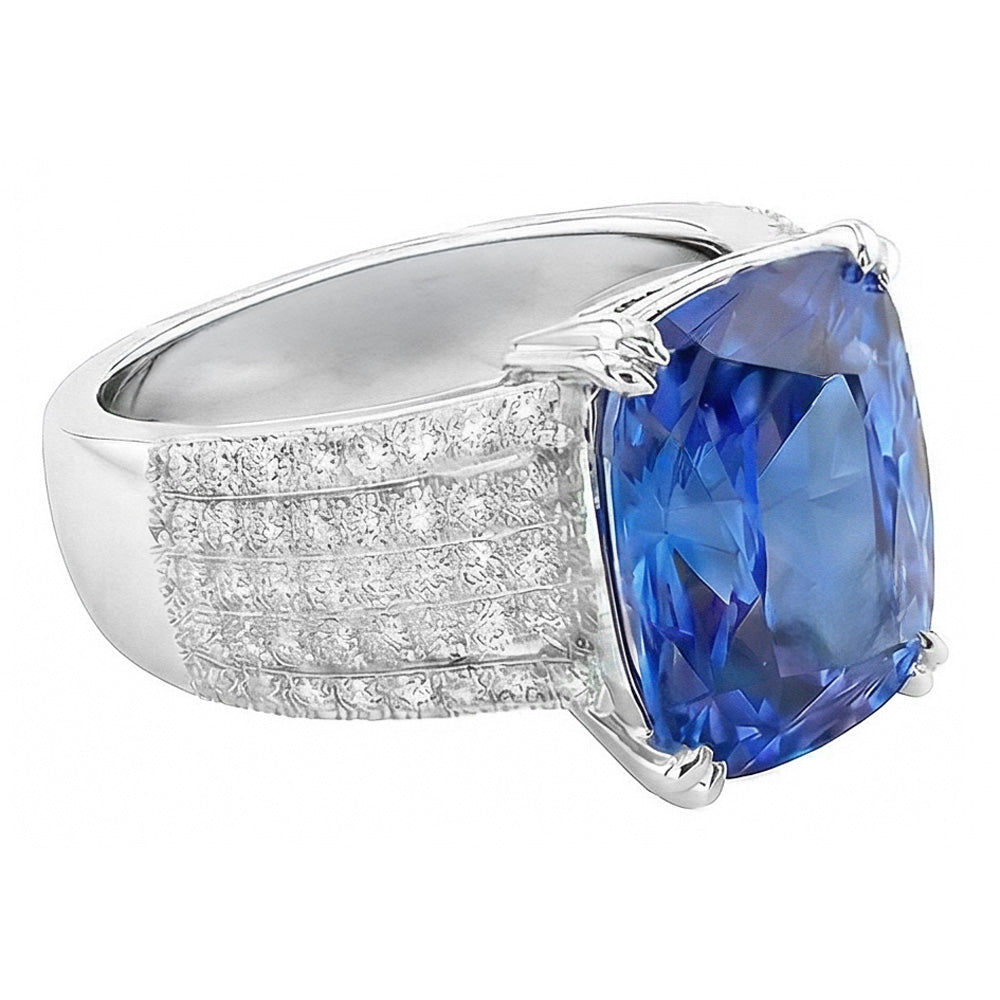 Cuscino Taglio Zaffiro Anello
