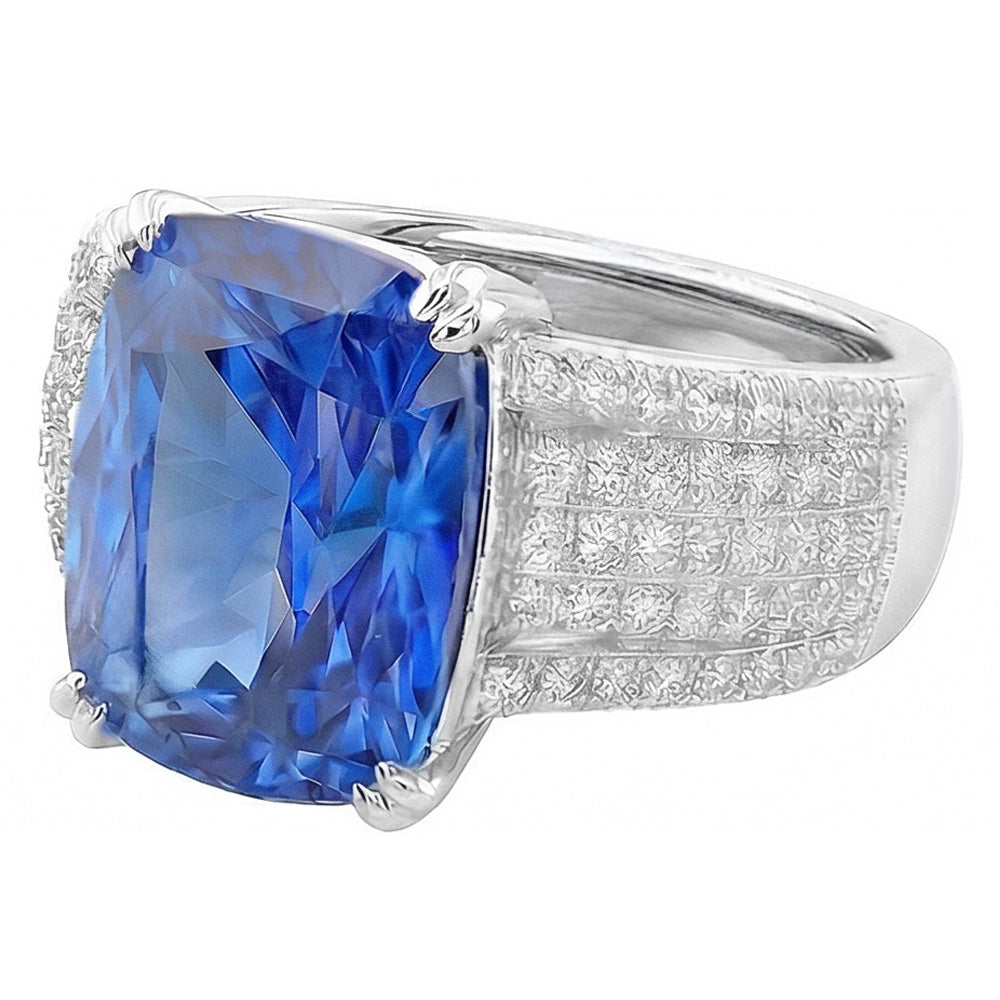 Cuscino Taglio Zaffiro Anello