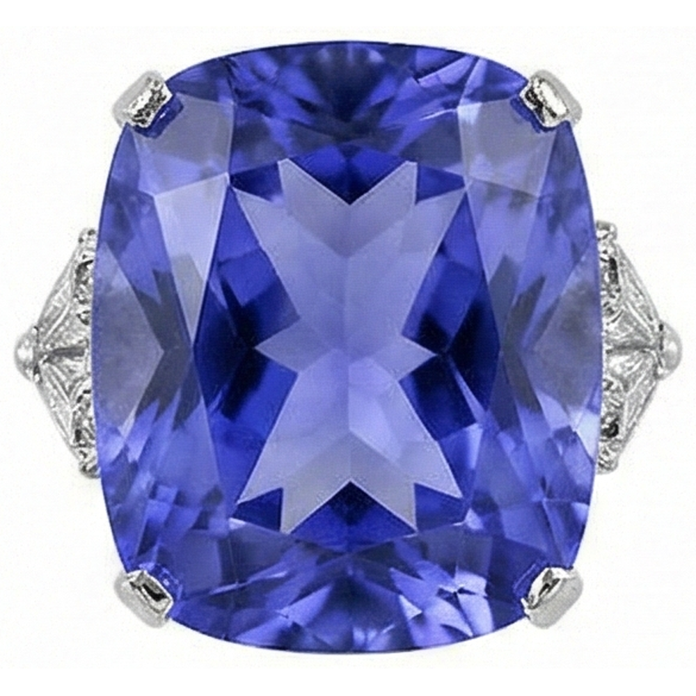 vero trillion tanzanite 6.30carati anello angolo laterale