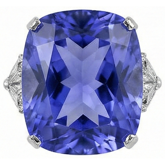 vero trillion tanzanite 6.30carati anello angolo laterale