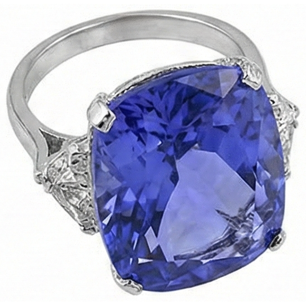 vero trillion tanzanite 6.30carati anello dettaglio ravvicinato