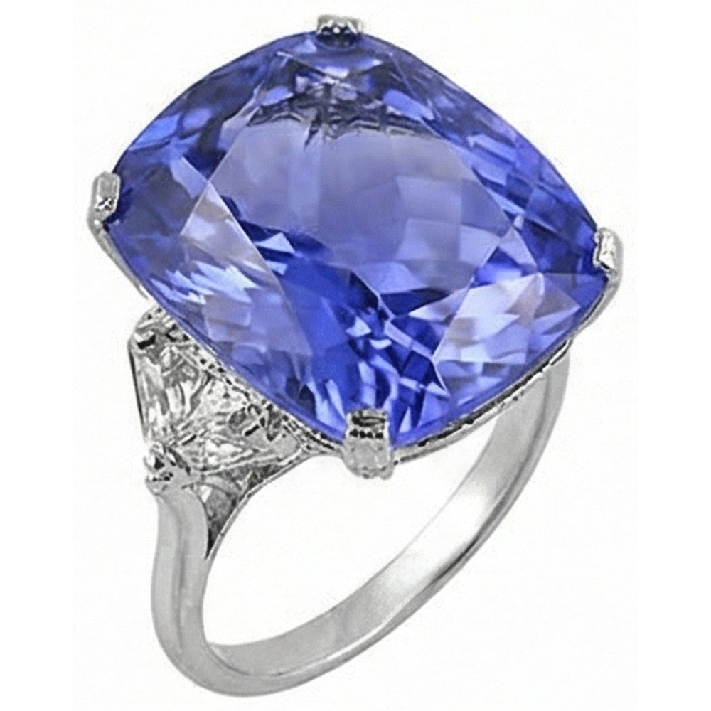 vero trillion tanzanite 6.30carati anello vista dall'alto