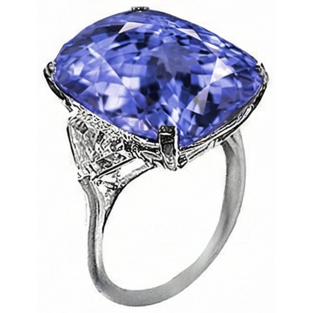 vero trillion tanzanite 6.30carati anello vista di profilo