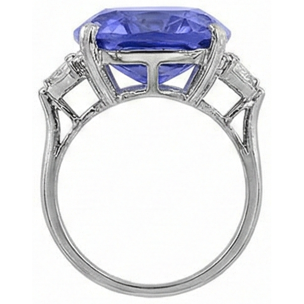 vero trillion tanzanite 6.30carati anello su bianco