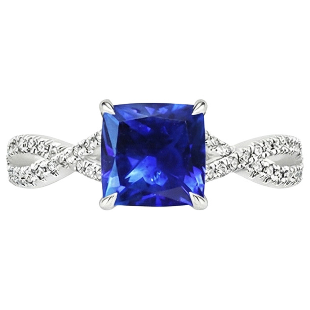 vero cushion diamante 3.25carati anello dettaglio ravvicinato