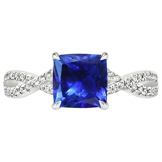 vero cushion diamante 3.25carati anello dettaglio ravvicinato