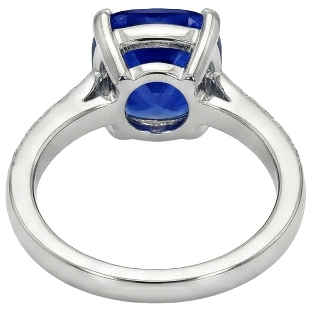 Cuscino per anello in oro bianco con diamante Zaffiro di Ceylon accentato 6 carati