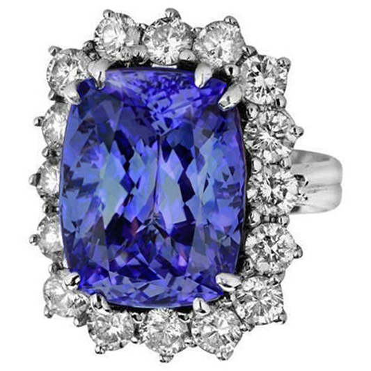vero round tanzanite 6.50carati anello angolo laterale