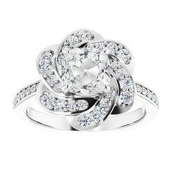 Cuscino Con Anello Di Aureola Con Naturale Diamante Taglio Antico Stile Ritorto 8,25 Carati